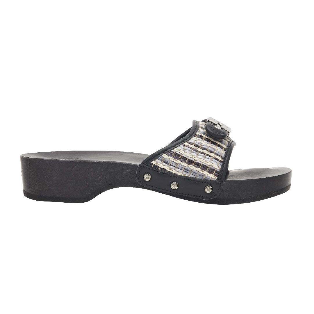 SCHOLL IC PES HEEL RAFFIA MULES